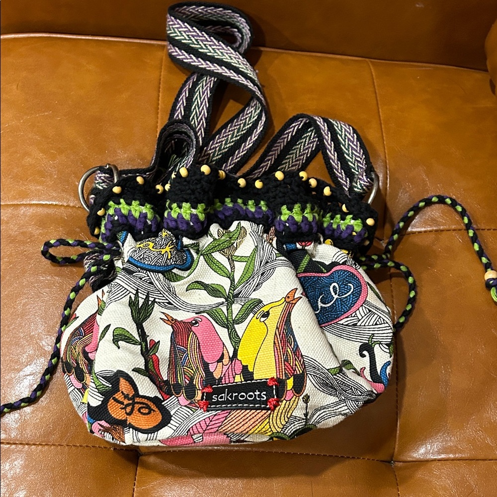 Sakroots Colorful Bird Print Crossbody Bag